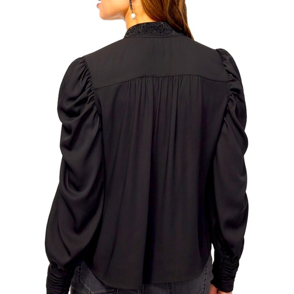 Chico’s Black Label Hand Sewn Sparkle Detail Bead Black Collar Dress Blo… - Picture 3 of 6